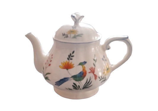 Teapot Gien France Oiseaux de Paradis damaged