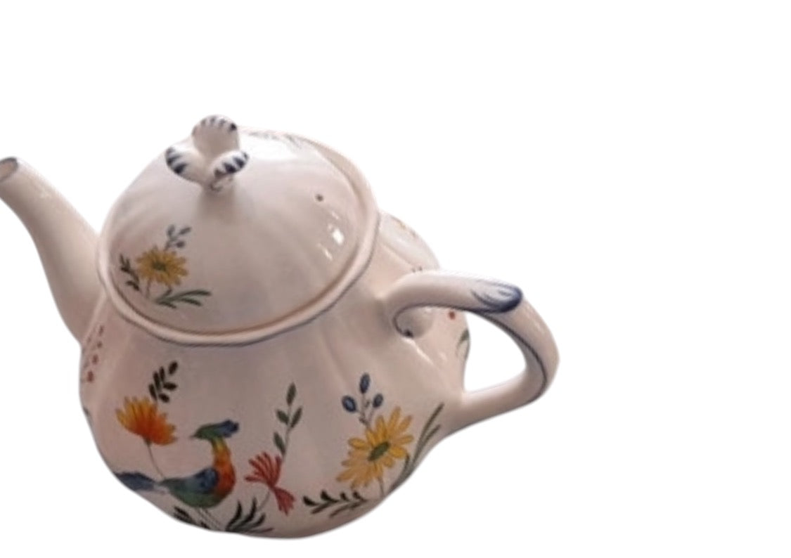 Teapot Gien France Oiseaux de Paradis damaged