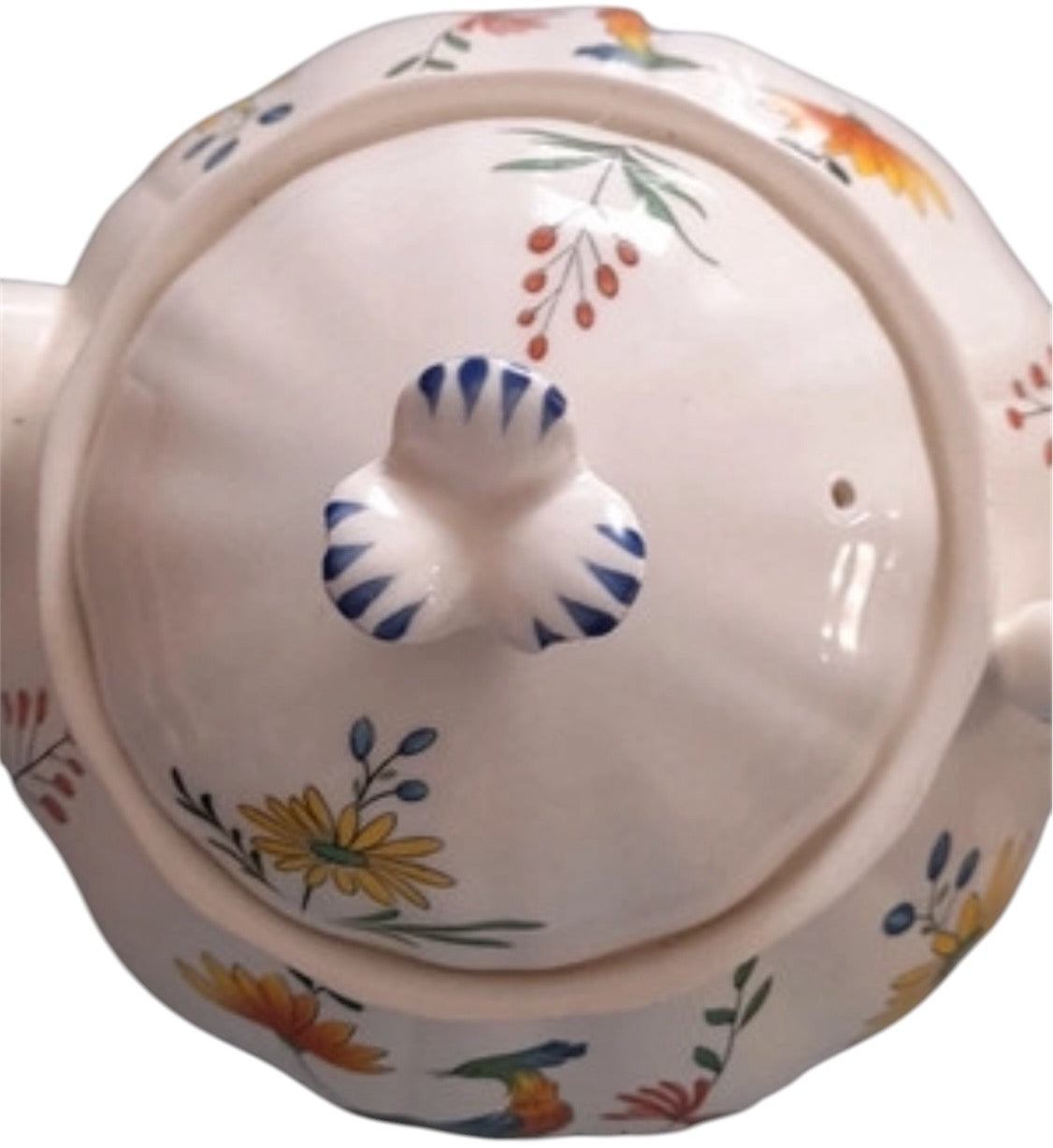 Teapot Gien France Oiseaux de Paradis damaged