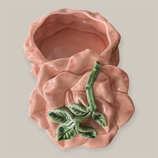 Bordallo Pinheiro vintage pink lidded majolica box
