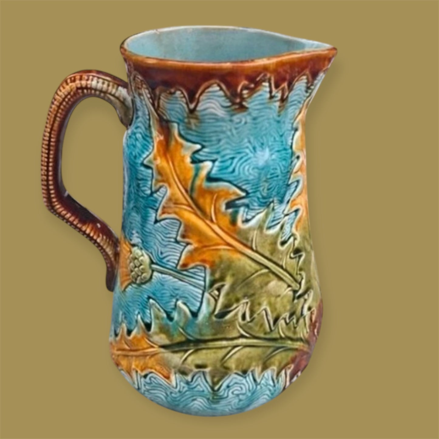 antique majolica pitcher C1900