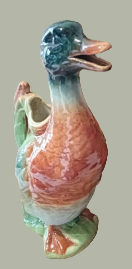 Saint Clement french majolica duck pitcher circa 1930