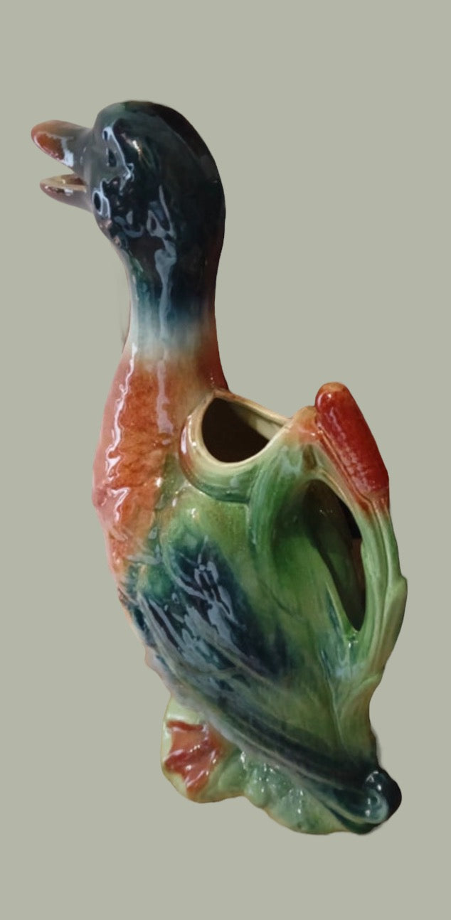 Saint Clement french majolica duck pitcher circa 1930