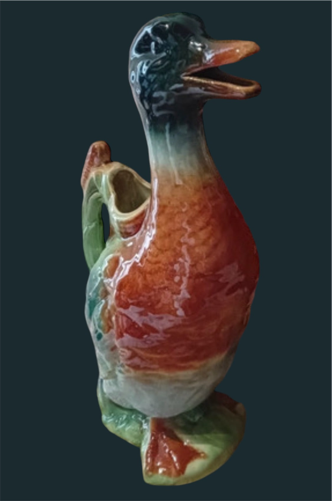 Saint Clement french majolica duck pitcher circa 1930