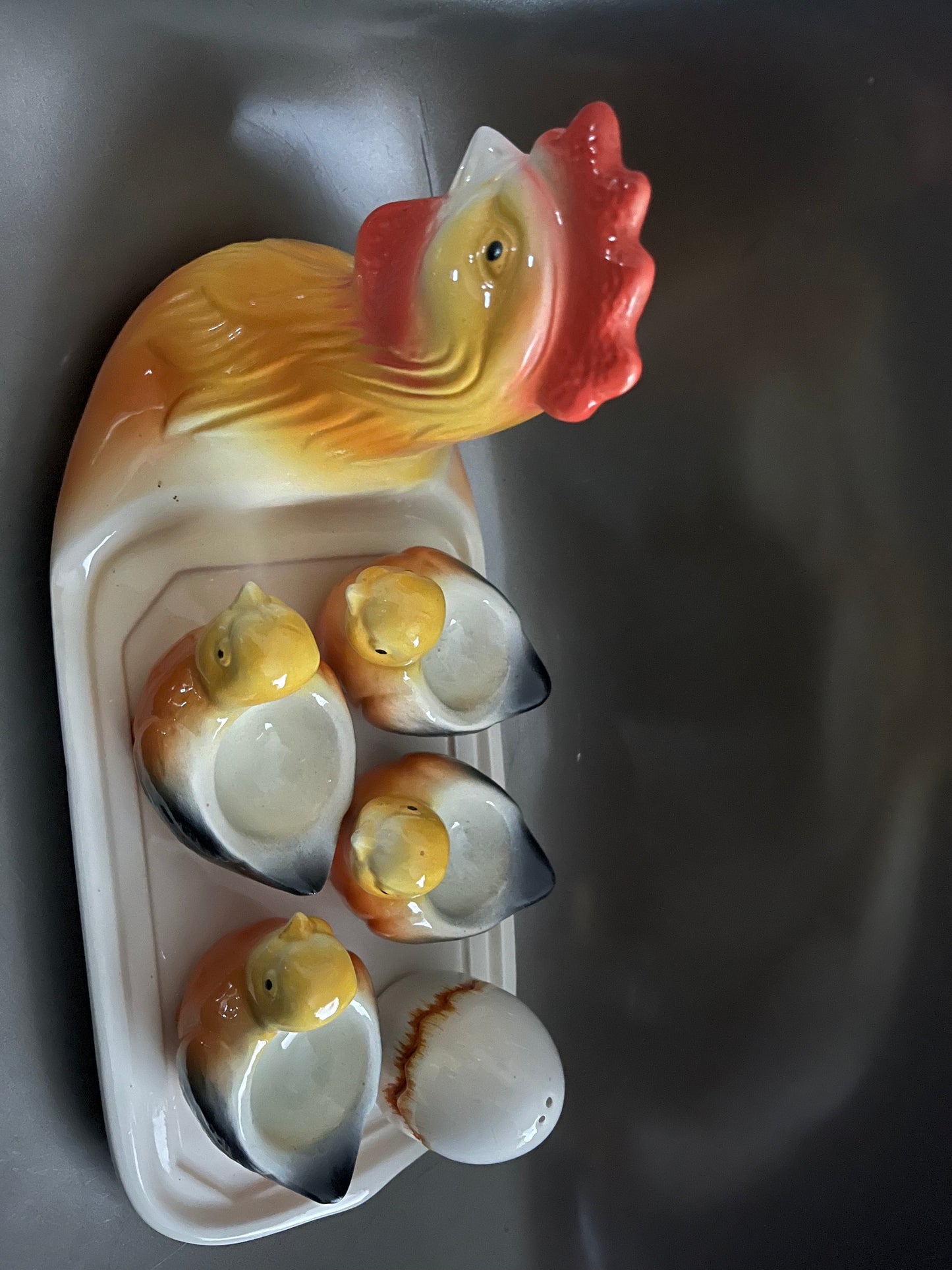 Platter Roaster with duck egg cups and salt pepper egg