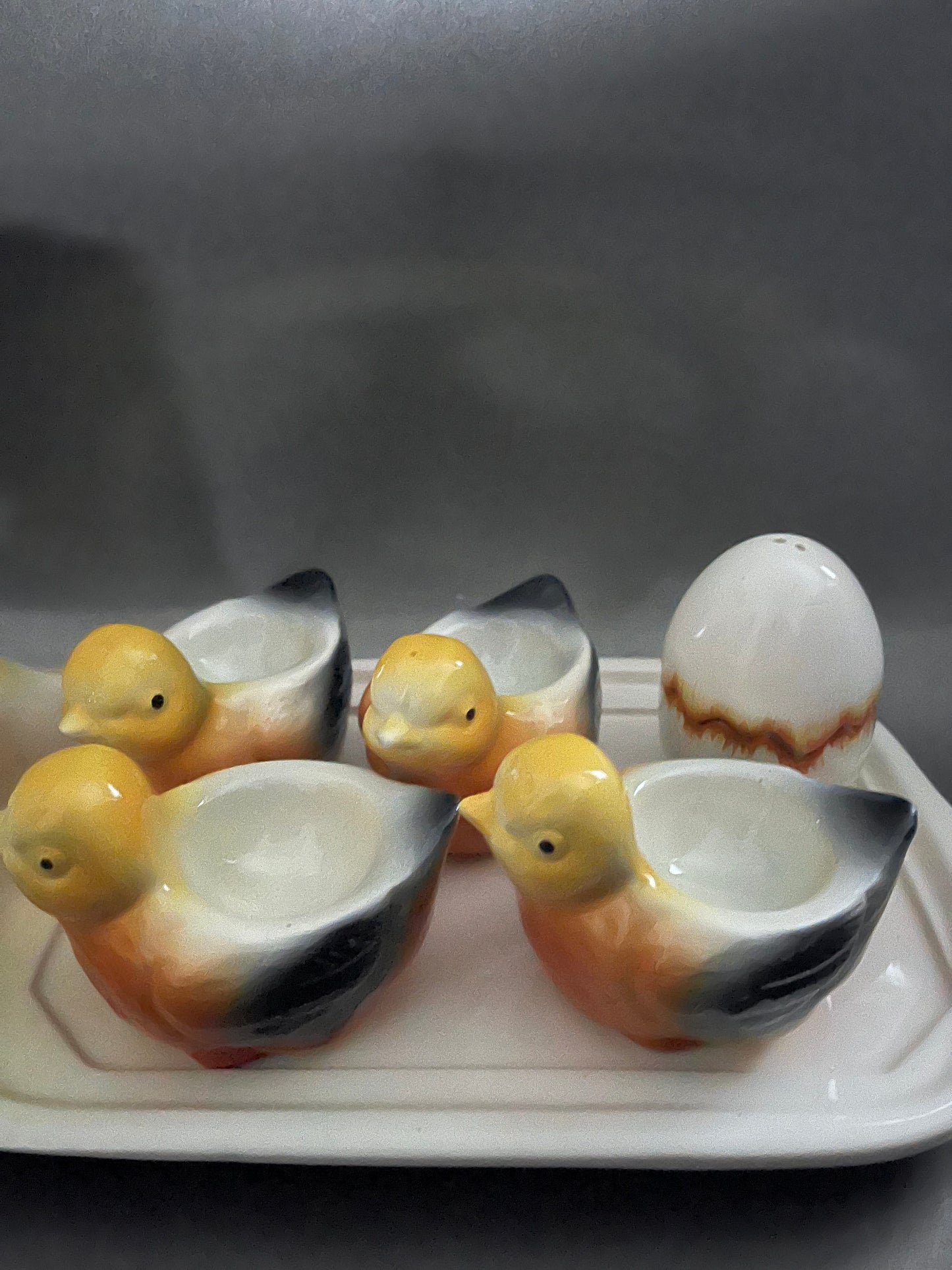 Platter Roaster with duck egg cups and salt pepper egg