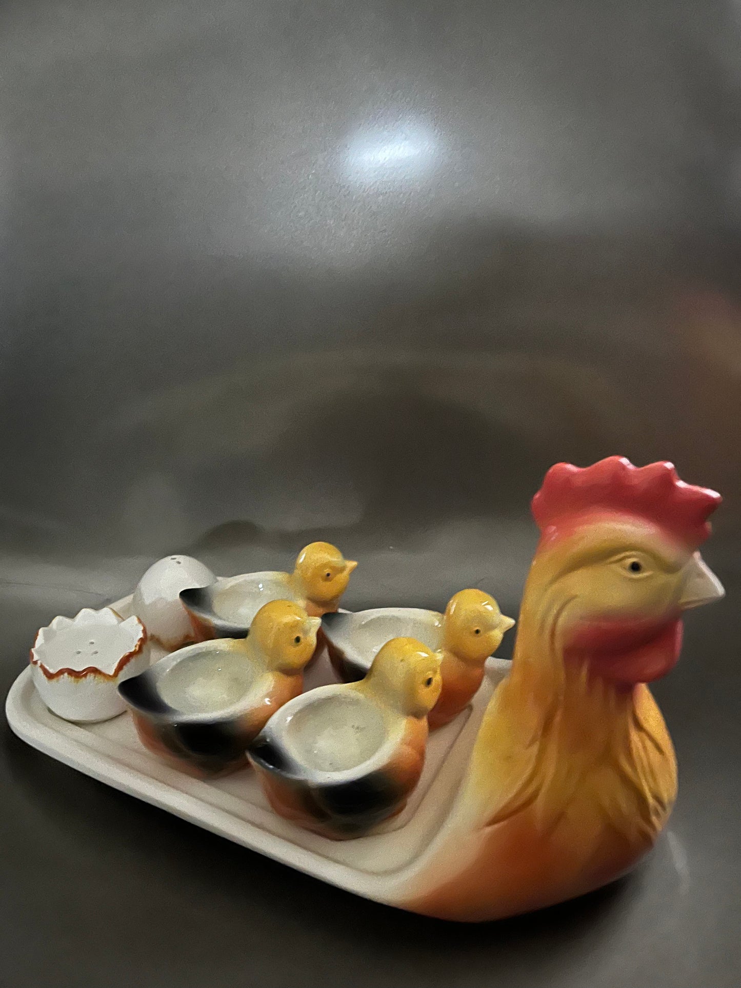 Platter Roaster with duck egg cups and salt pepper egg