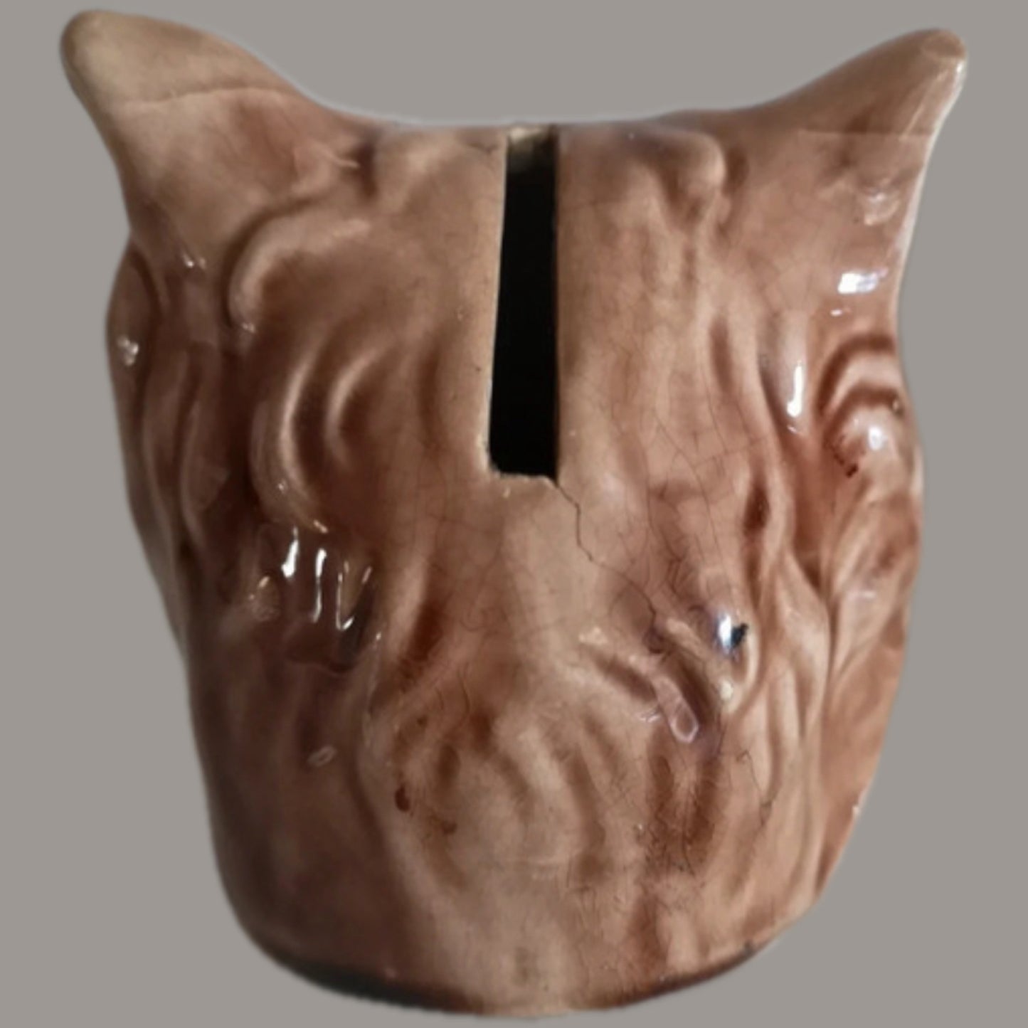 French majolica Money bank cat’s head