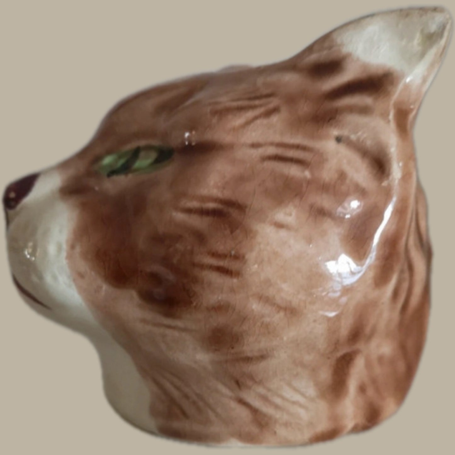 French majolica Money bank cat’s head