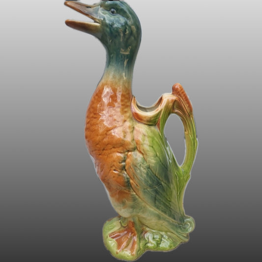 French majolica duck pitcher St. Clement 1930