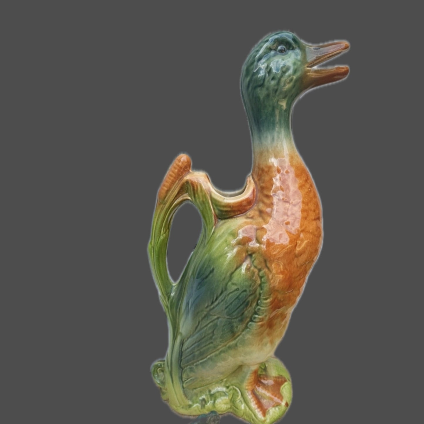 French majolica duck pitcher St. Clement 1930