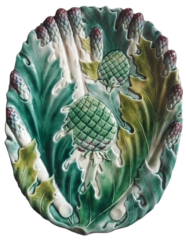 Antique french majolica asparagus platter