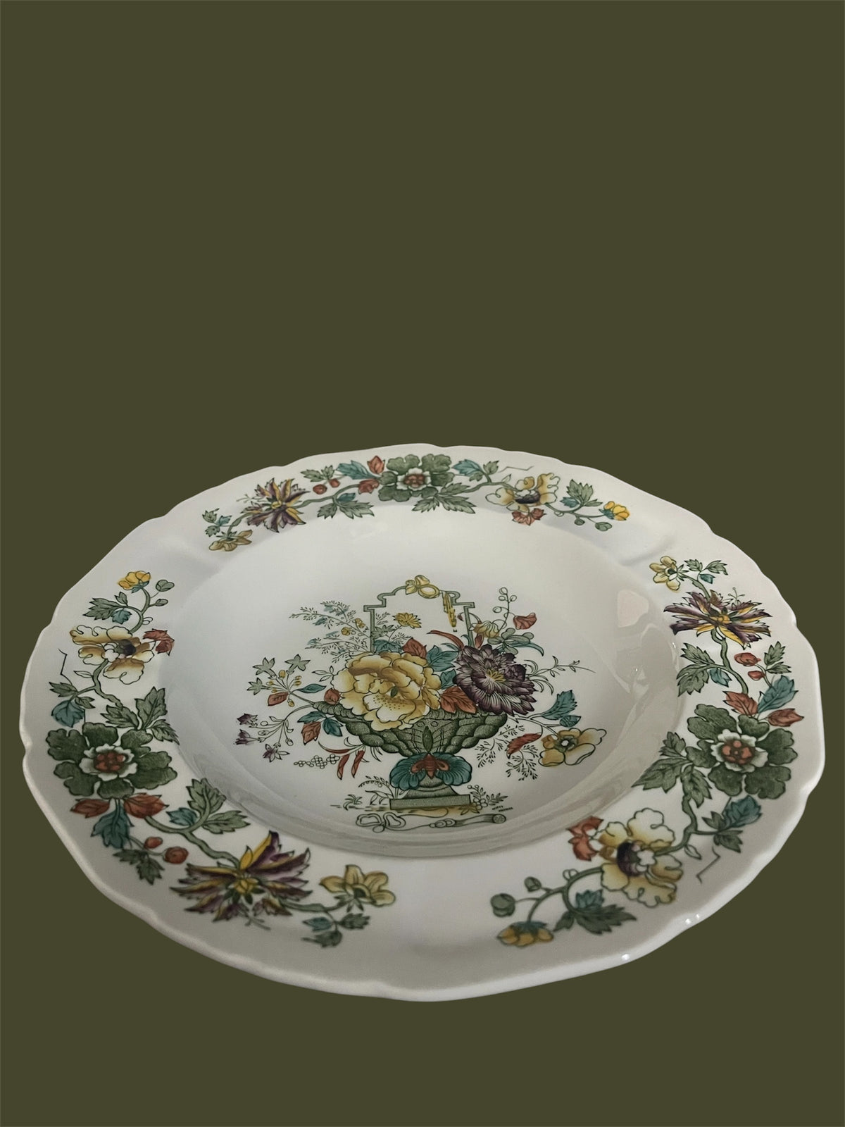 Soup plate Mason’s ironstone England fruitbasket green