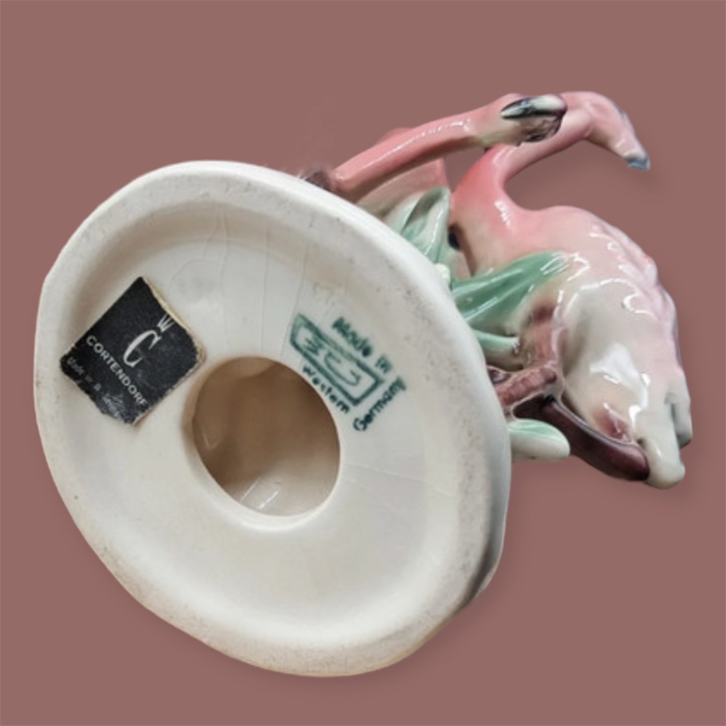 Vintage porcelain figurine statue pair of pink flamingo’s