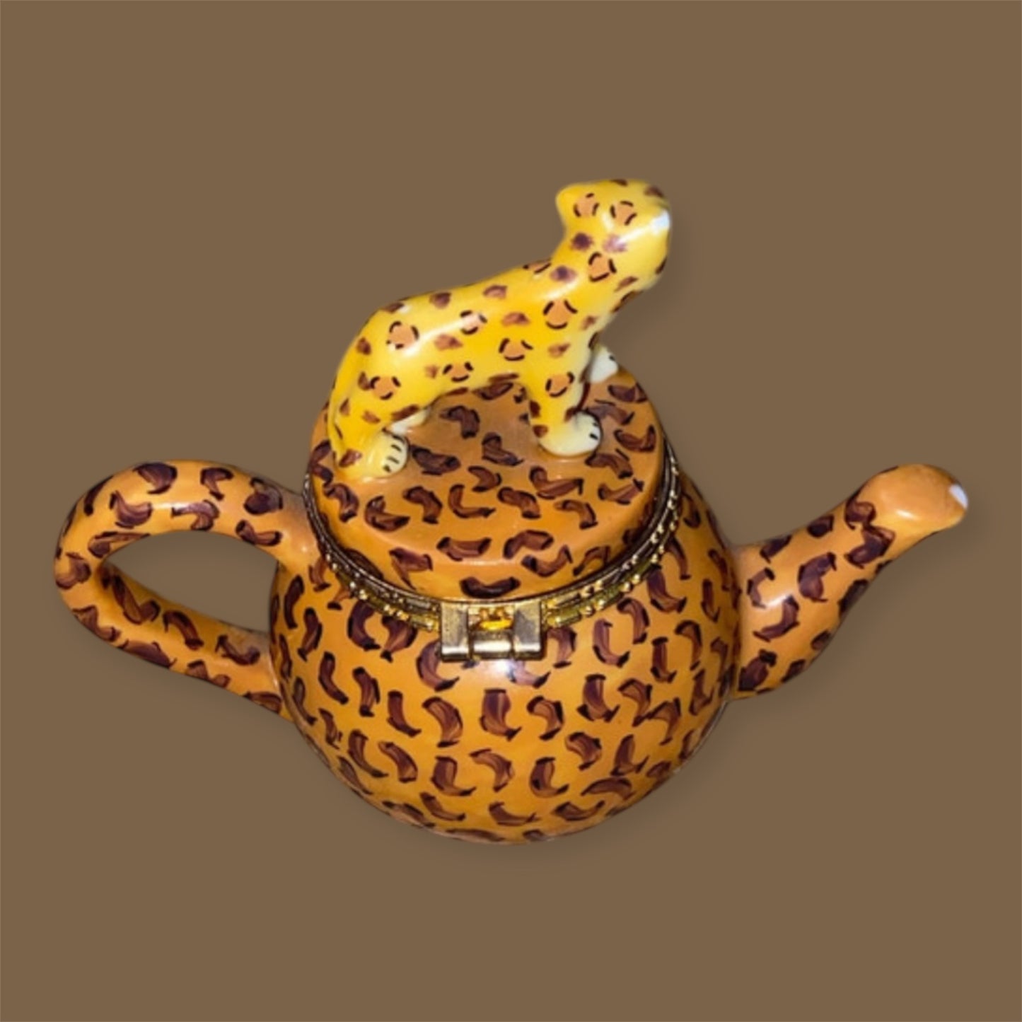Porselein trincketbox leopard