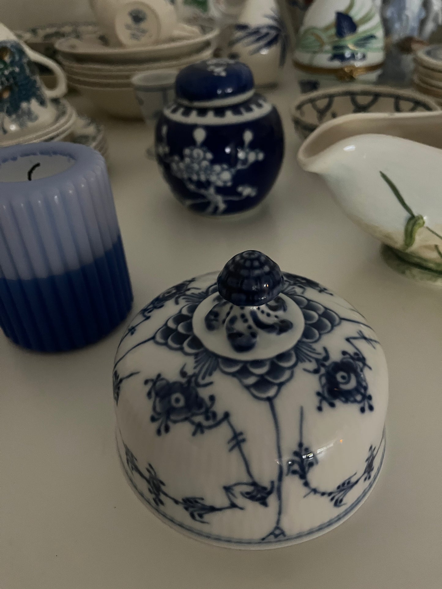 Royal Copenhagen Blue Fluted Half Lace butter dish cover