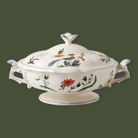 Legumier faiencerie de Gien France Oiseaux de Paradis