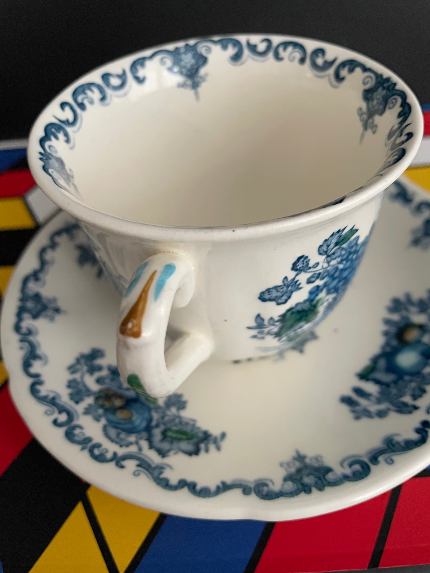 Mason’s Fruitbasket blue tea cup and saucer