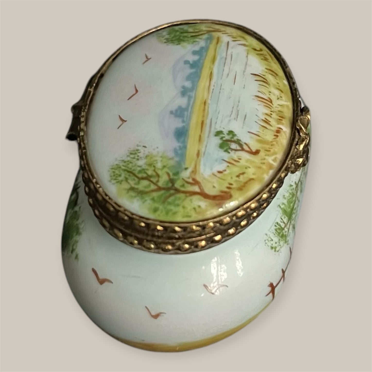 Lovely Limoges porcelain trincketbox nature lake view