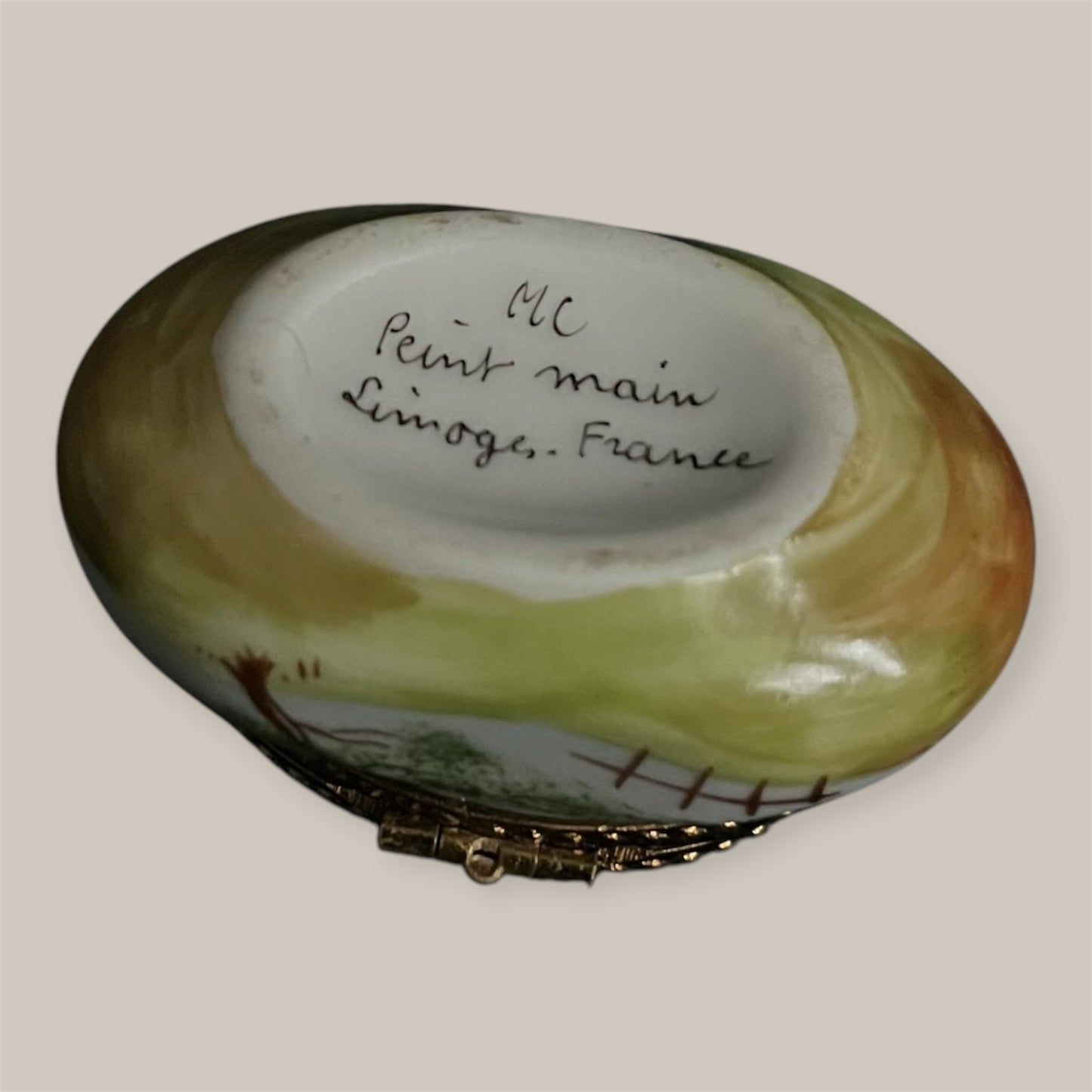 Lovely Limoges porcelain trincketbox nature lake view