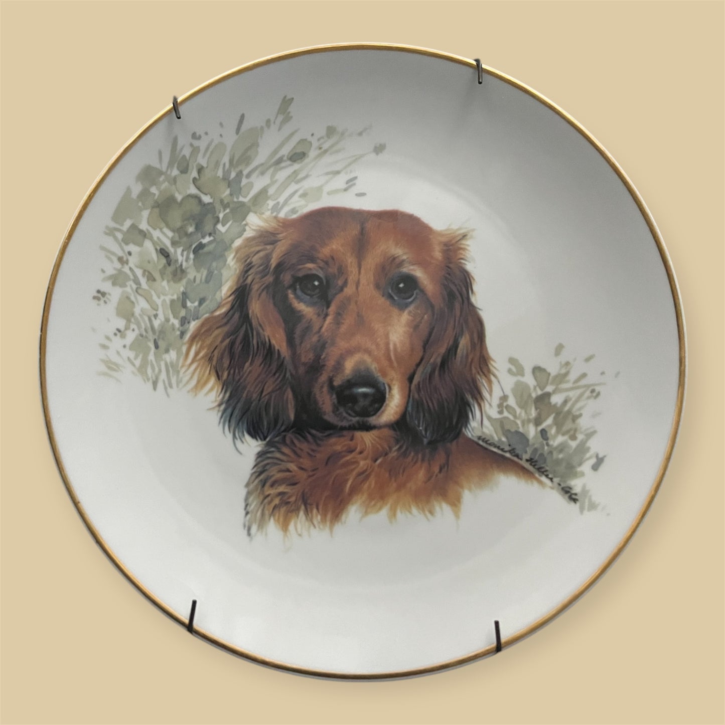 Porcelain decorative plate Dashund
