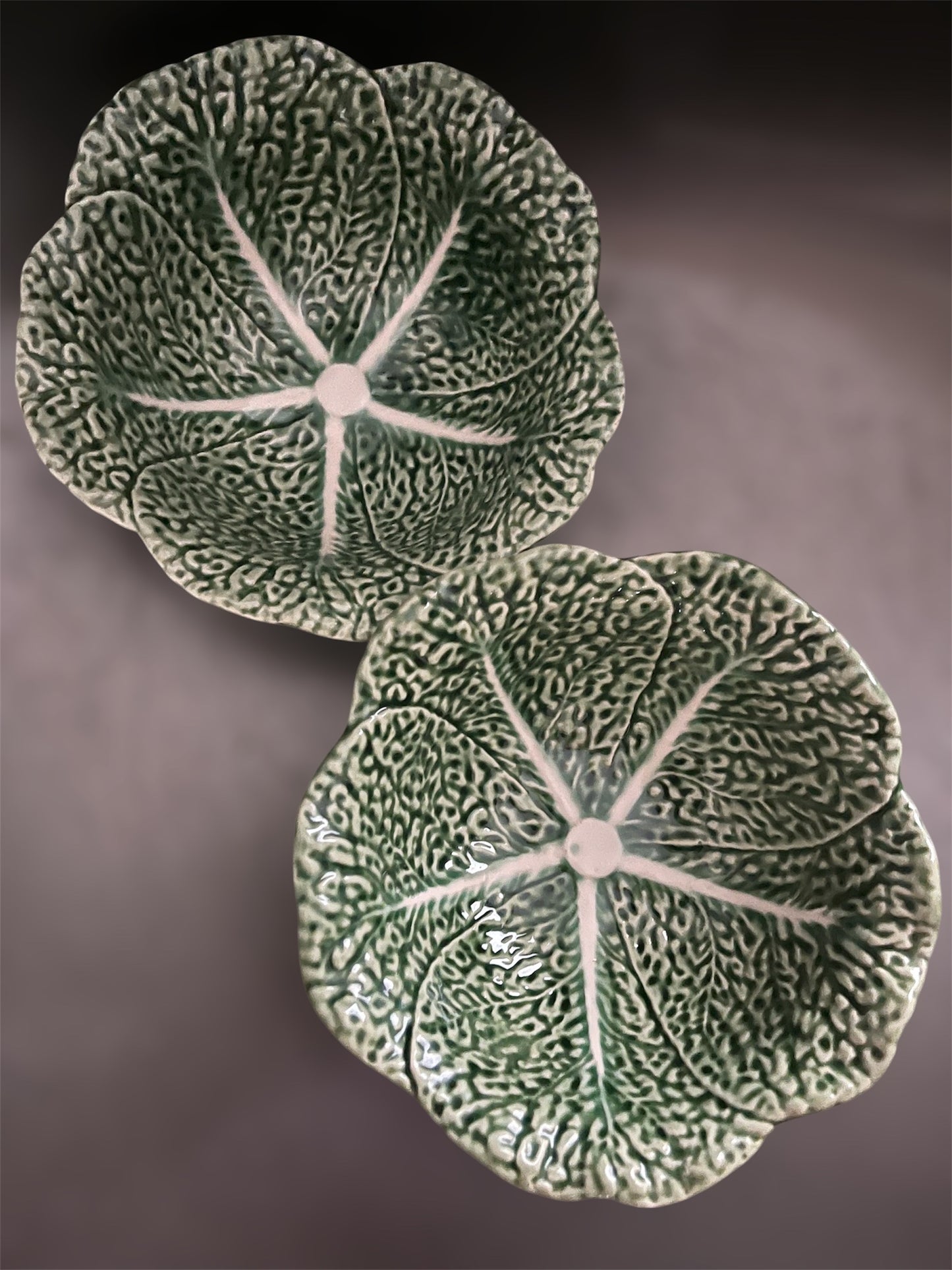 Set of 2 Bordallo Pinheiro vintage cabbage bowls 15 cm