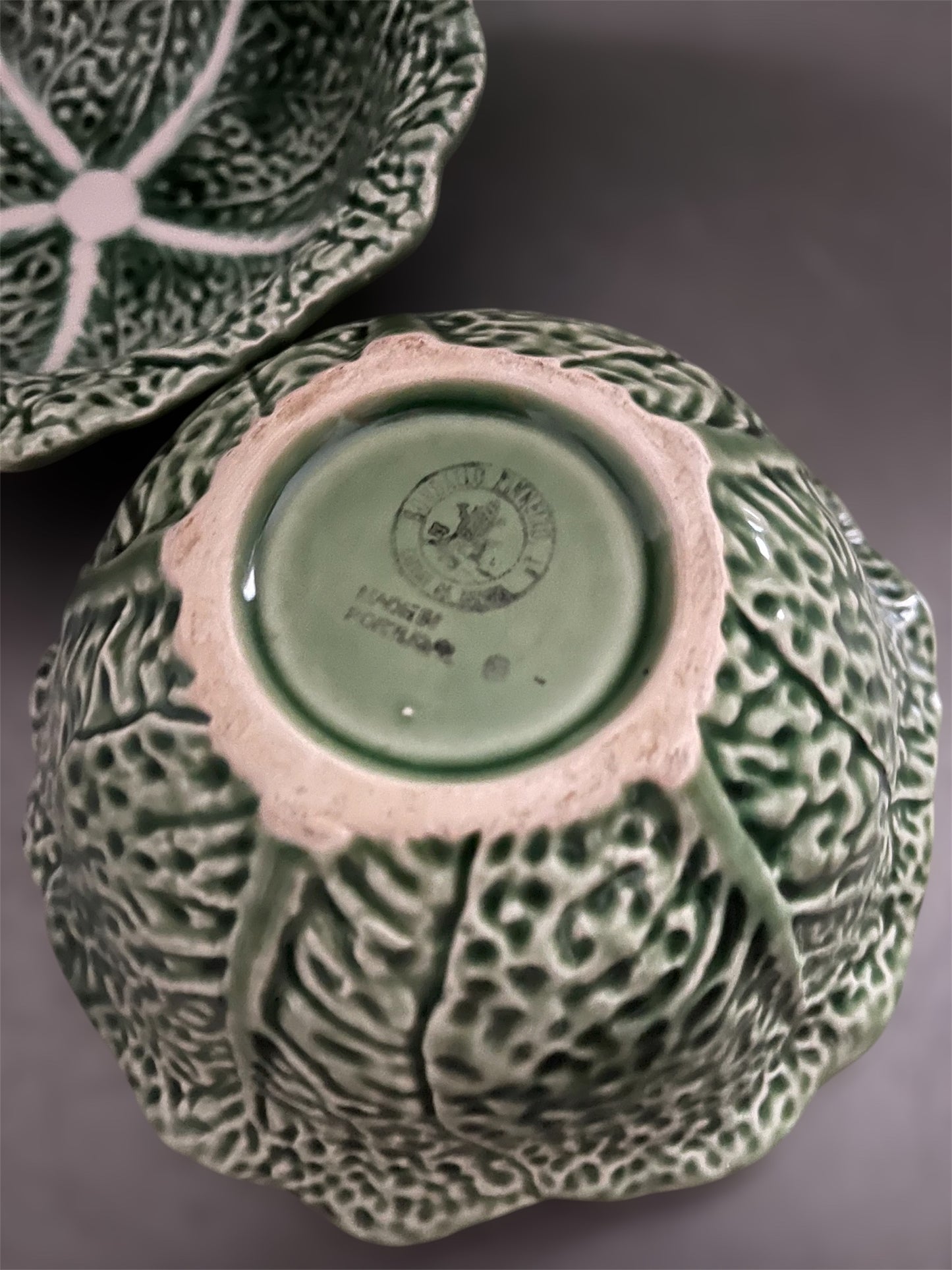Set of 2 Bordallo Pinheiro vintage cabbage bowls 15 cm