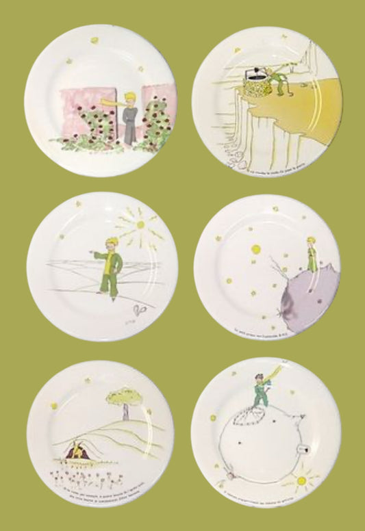 Set of 6 breakfast plates Le Petit Prince Gien France vintage - new