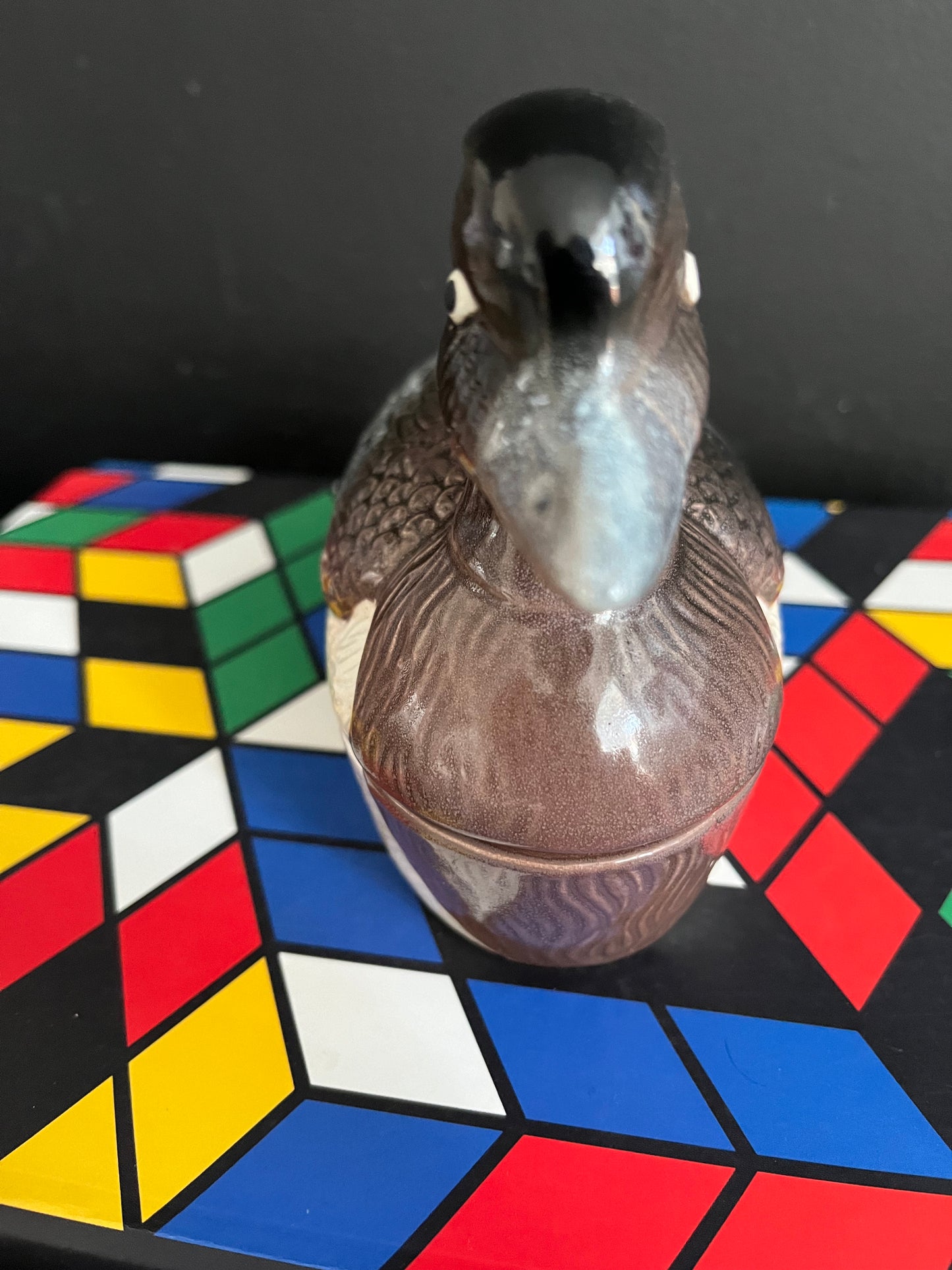 Small majolica duck tureen Michel Caugant France