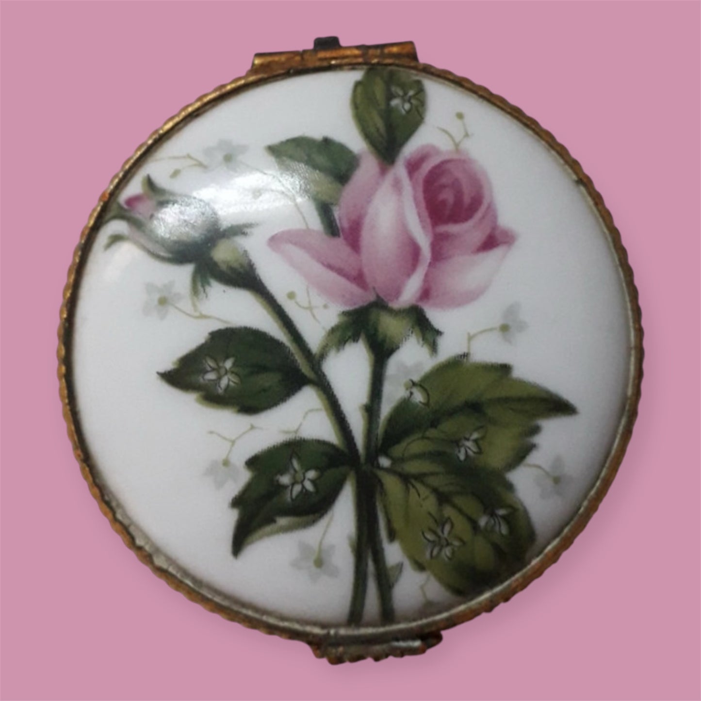 porcelaine trincketbox Champ & Elysees Paris France handpainted classic rose