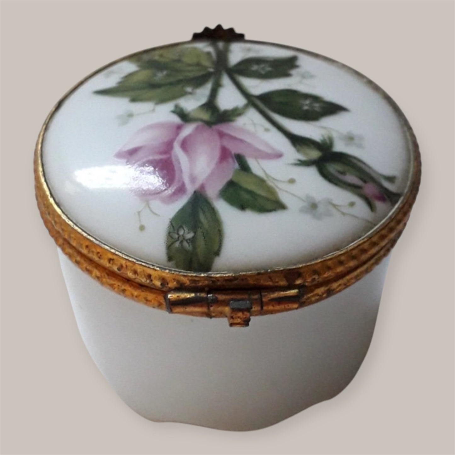 porcelaine trincketbox Champ & Elysees Paris France handpainted classic rose