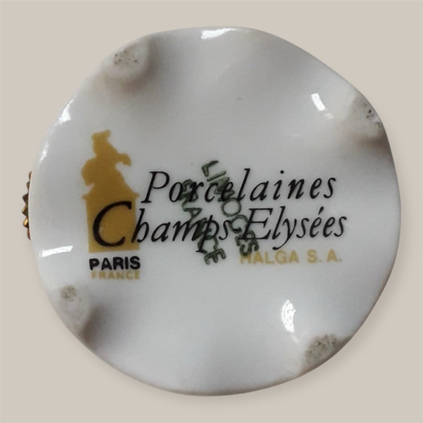 porcelaine trincketbox Champ & Elysees Paris France handpainted classic rose