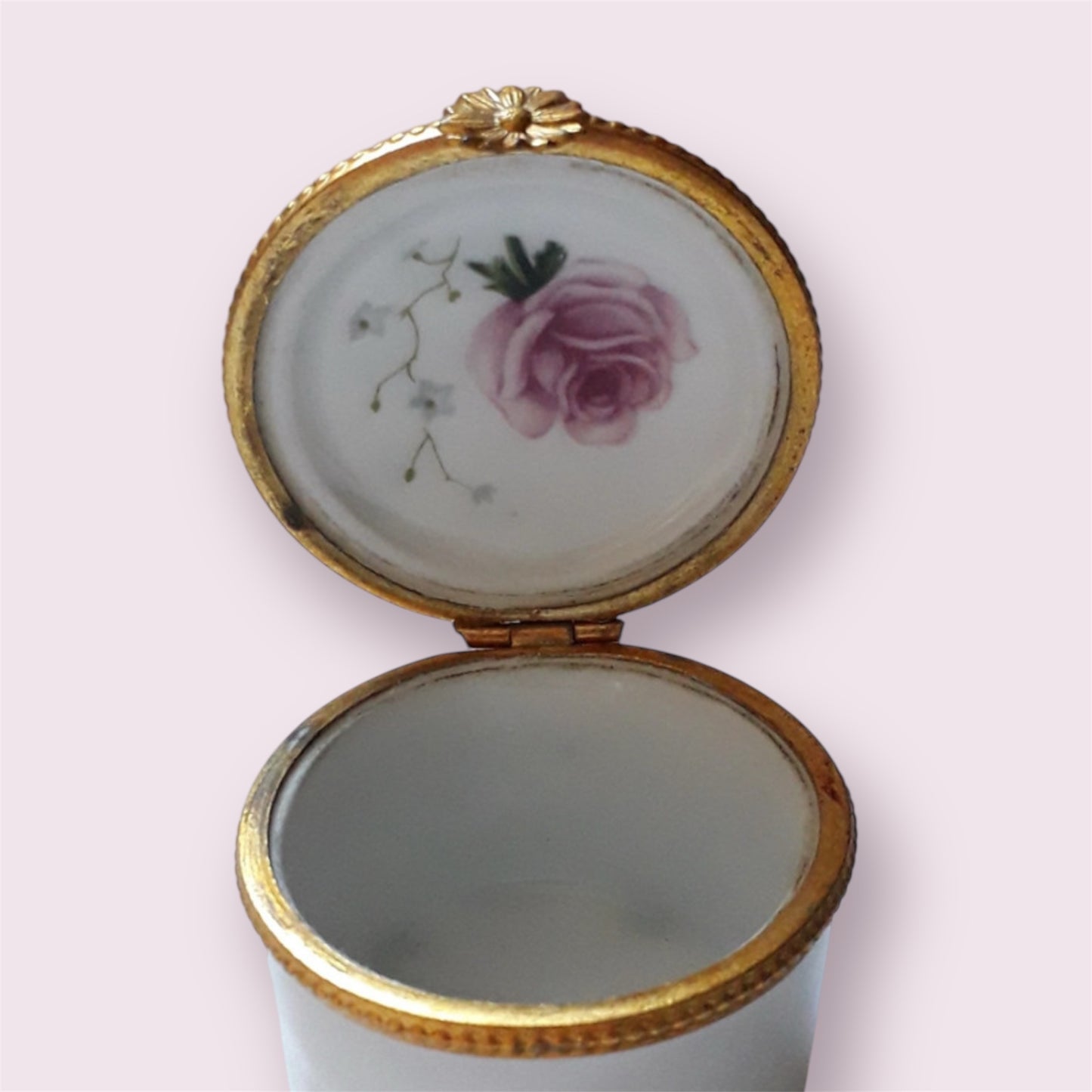 porcelaine trincketbox Champ & Elysees Paris France handpainted classic rose