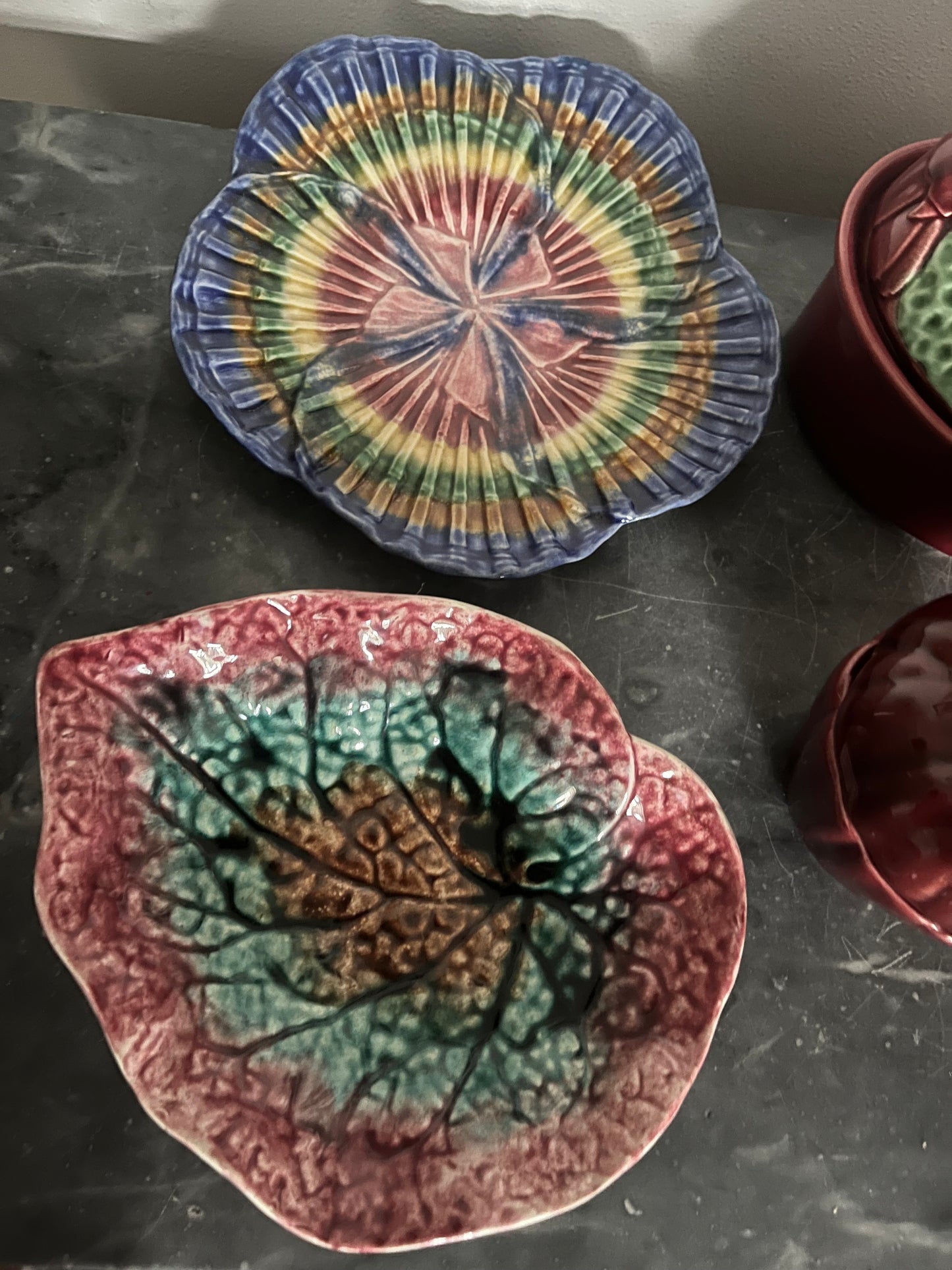 Victorian Majolica Begonia Leaf Platter c1880