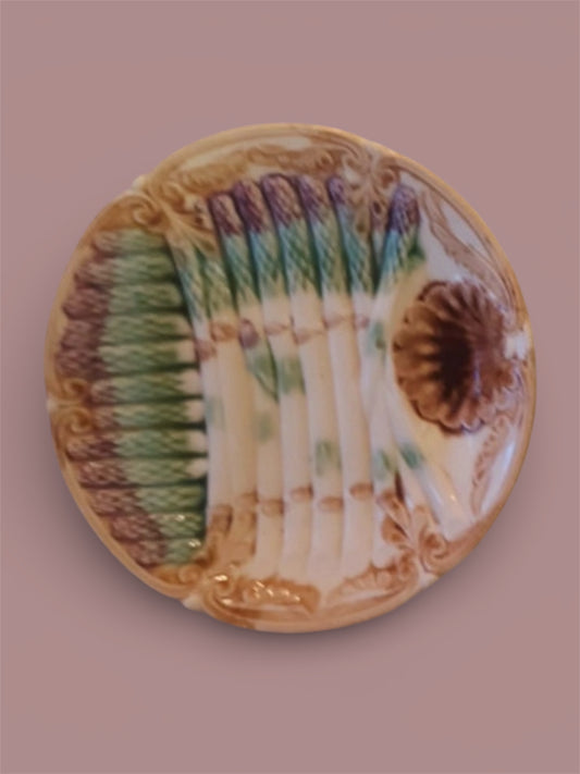Antique french majolica asparagus plate c1890