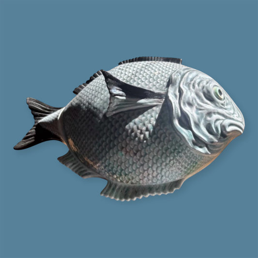 Antique majolica fish tureen Bordalo Pinheiro Portugal faience