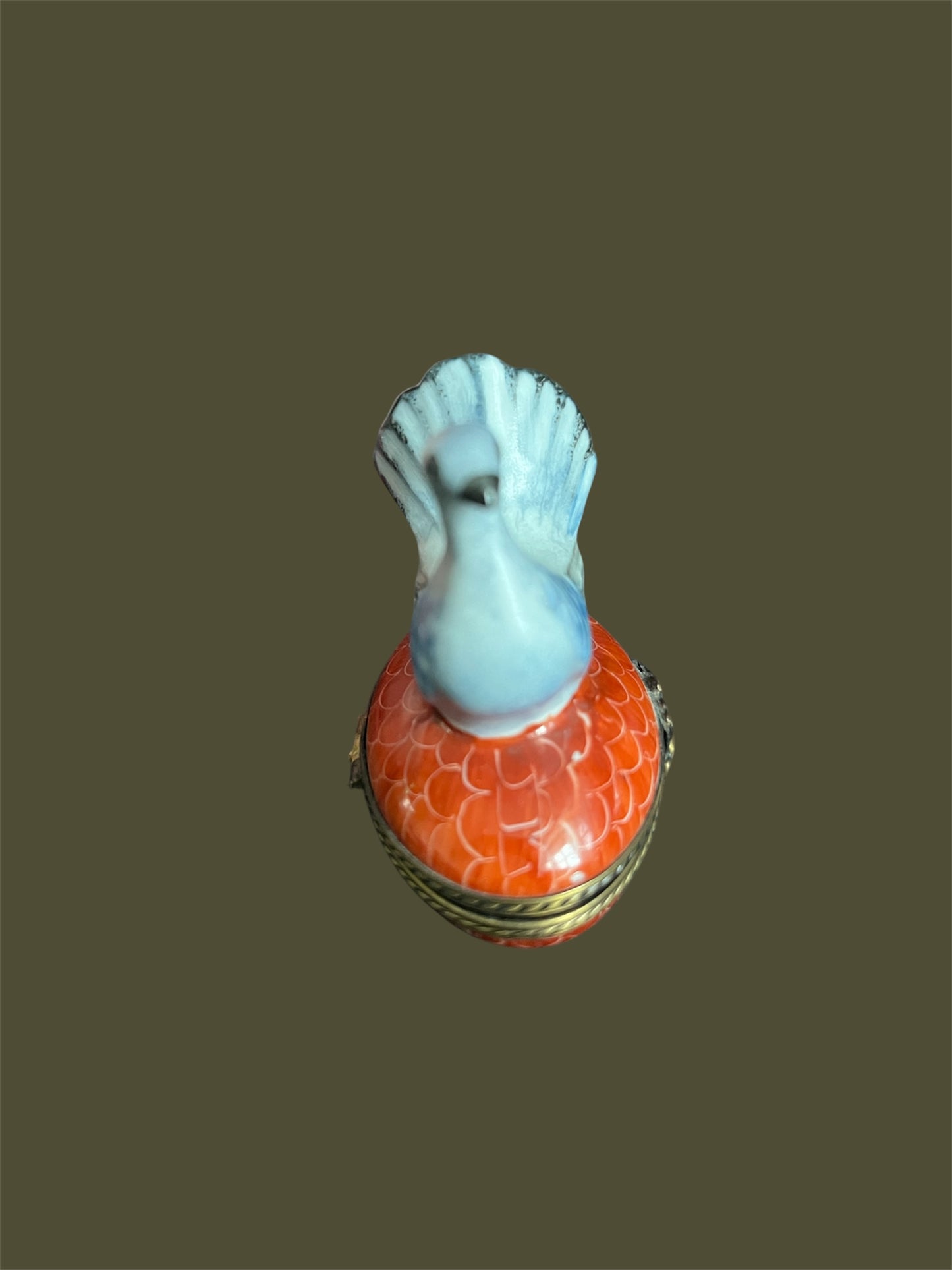 Lovely Limoges oval trincketbox pigeon french handpainted porcelain