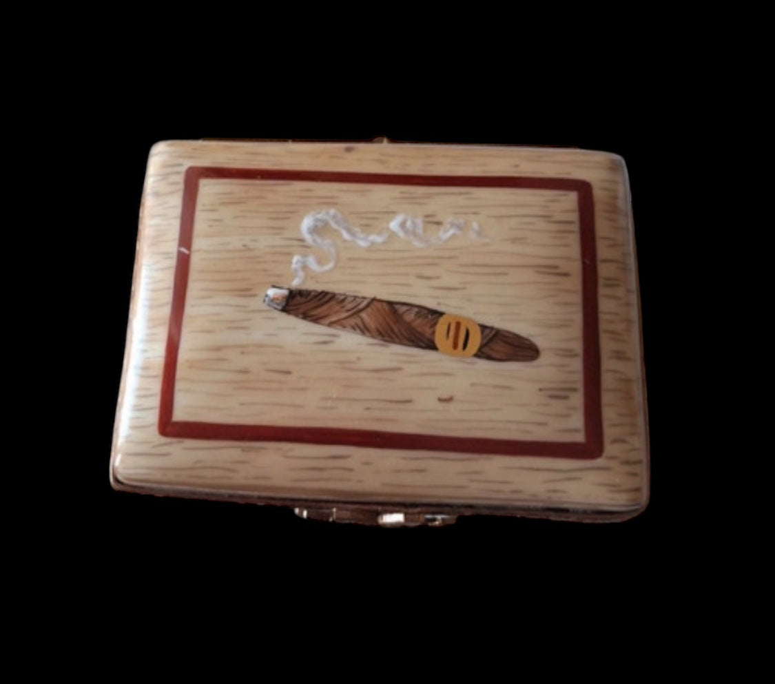 French trincketbox Limoges box with cigars