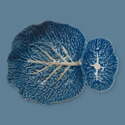 Bordallo Blue vintage server cabbage reliëf