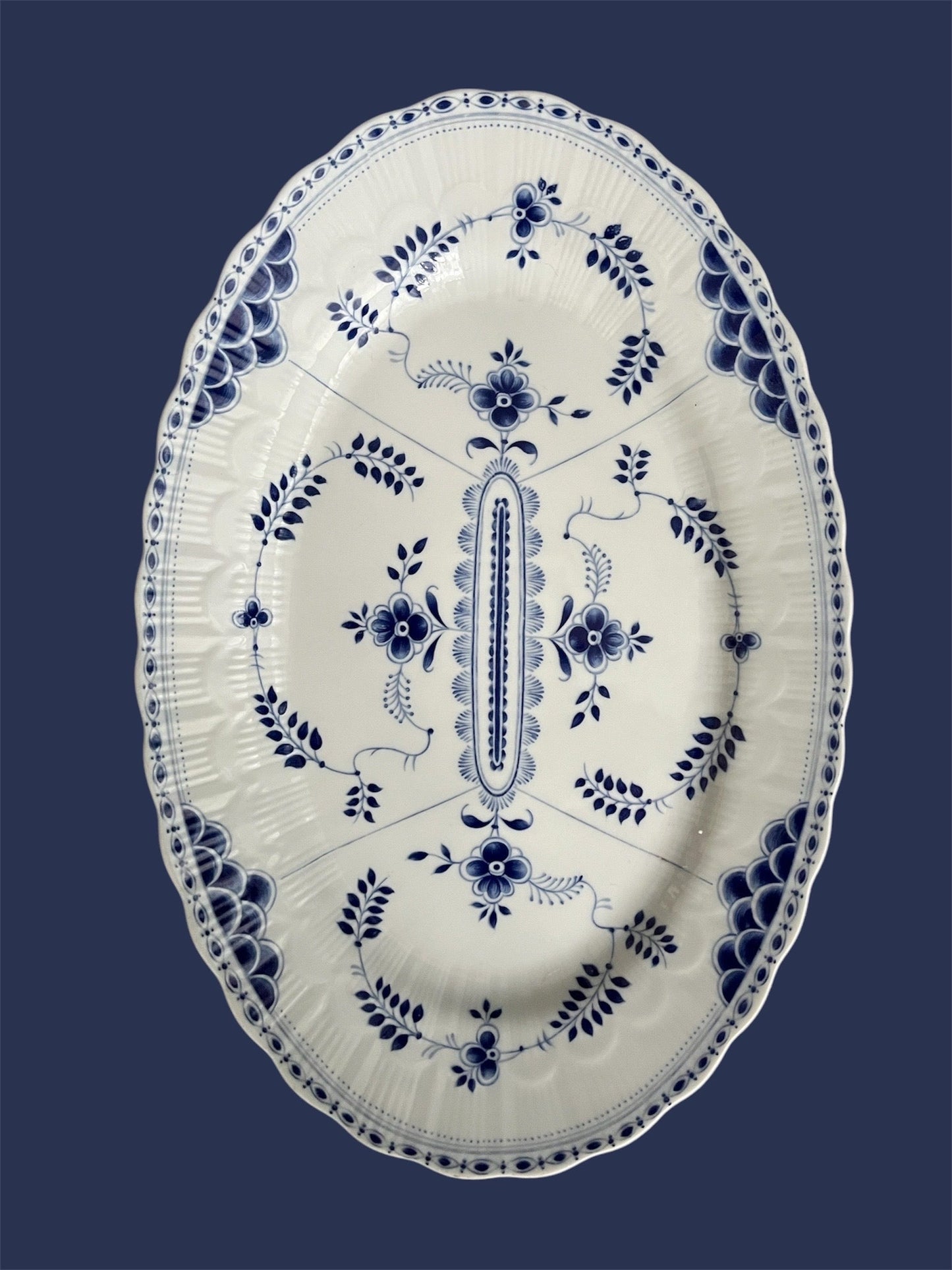Oval platter Winterling Bavaria Germany blue white danish decor