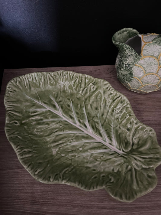 Vintage Bordalo Pinheiro faience cabbage server