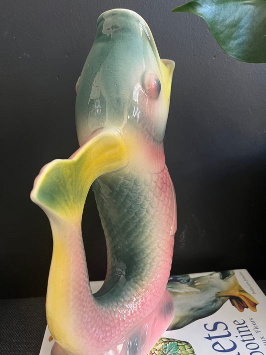 Saint Clement France rare majolica fish pitcher Art Deco period