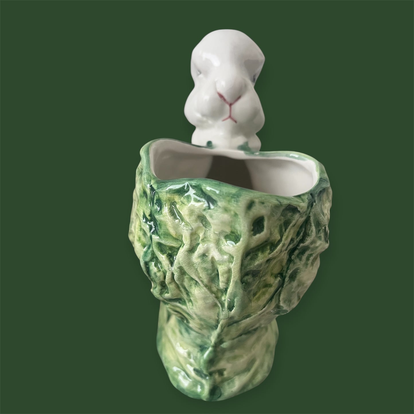 Easter bunny french cabbage vase vintage planter Lancel Paris