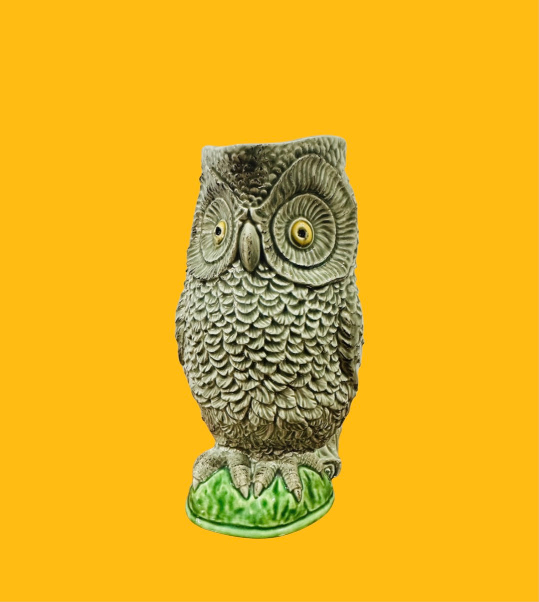 Bordallo Pinheiro faience owl pitcher Portugal