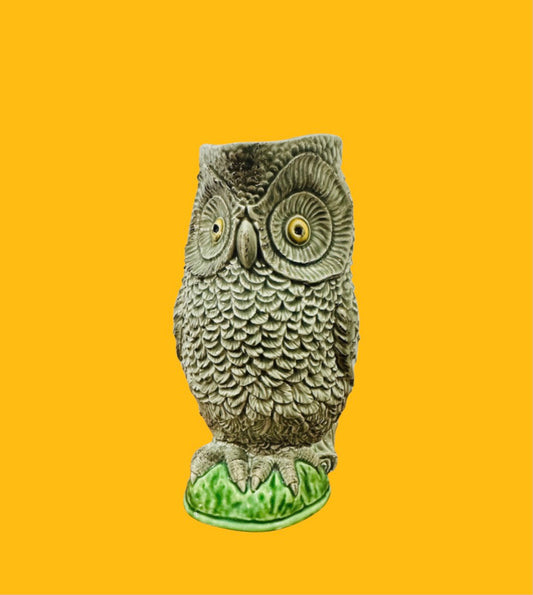 Bordallo Pinheiro faience owl pitcher Portugal