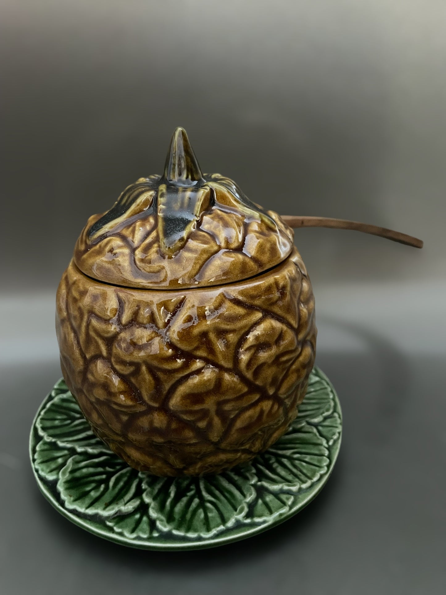 Vintage majolica compote jar pineapple