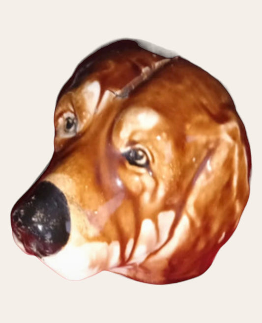 Antique French dog head coin bank