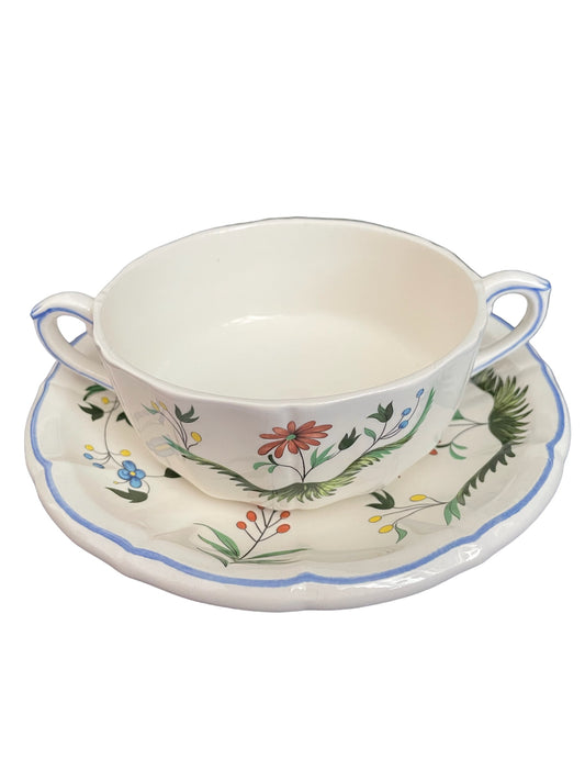 Gien Oiseaux de Paradis soup bowl + plate