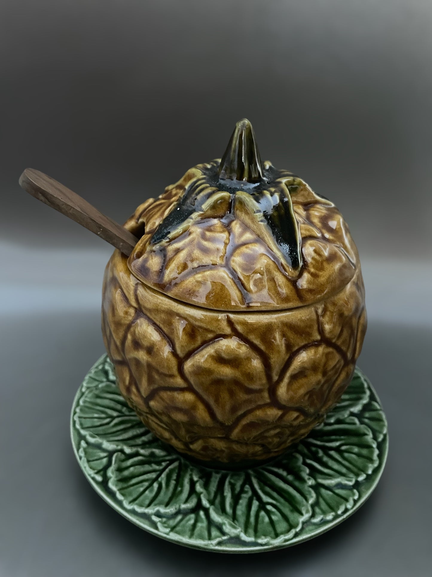 Vintage majolica compote jar pineapple