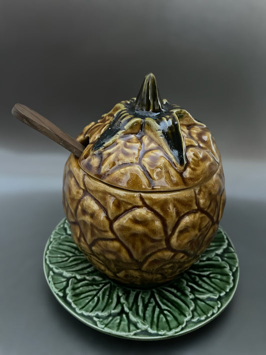 Vintage majolica compote jar pineapple